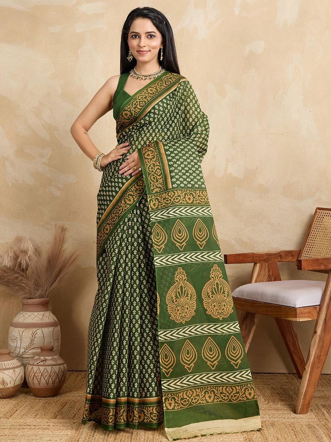 SHANVIKA Ethnic Motifs Pure Cotton Saree-picture-32