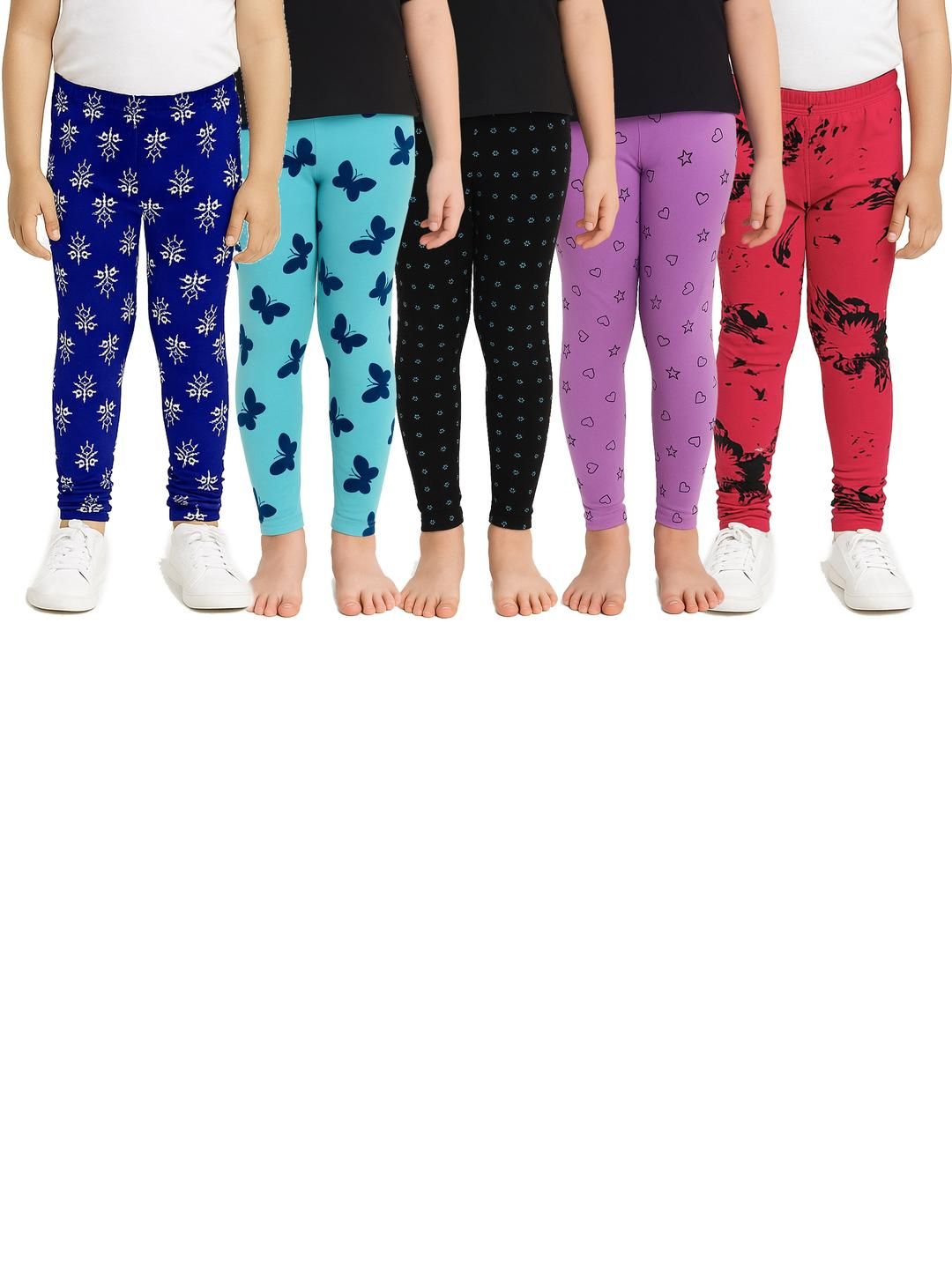 Tik Tok Wears Girls Pack Of 5 Cotton Printed Leggings-picture-50