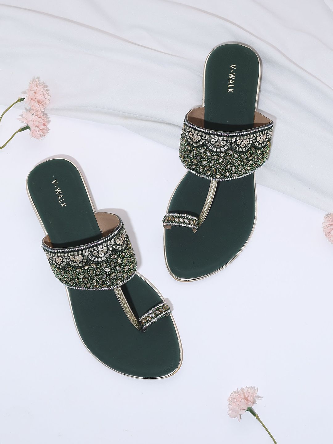 V-WALK Women Embellished Ethnic One Toe Flats-picture-33