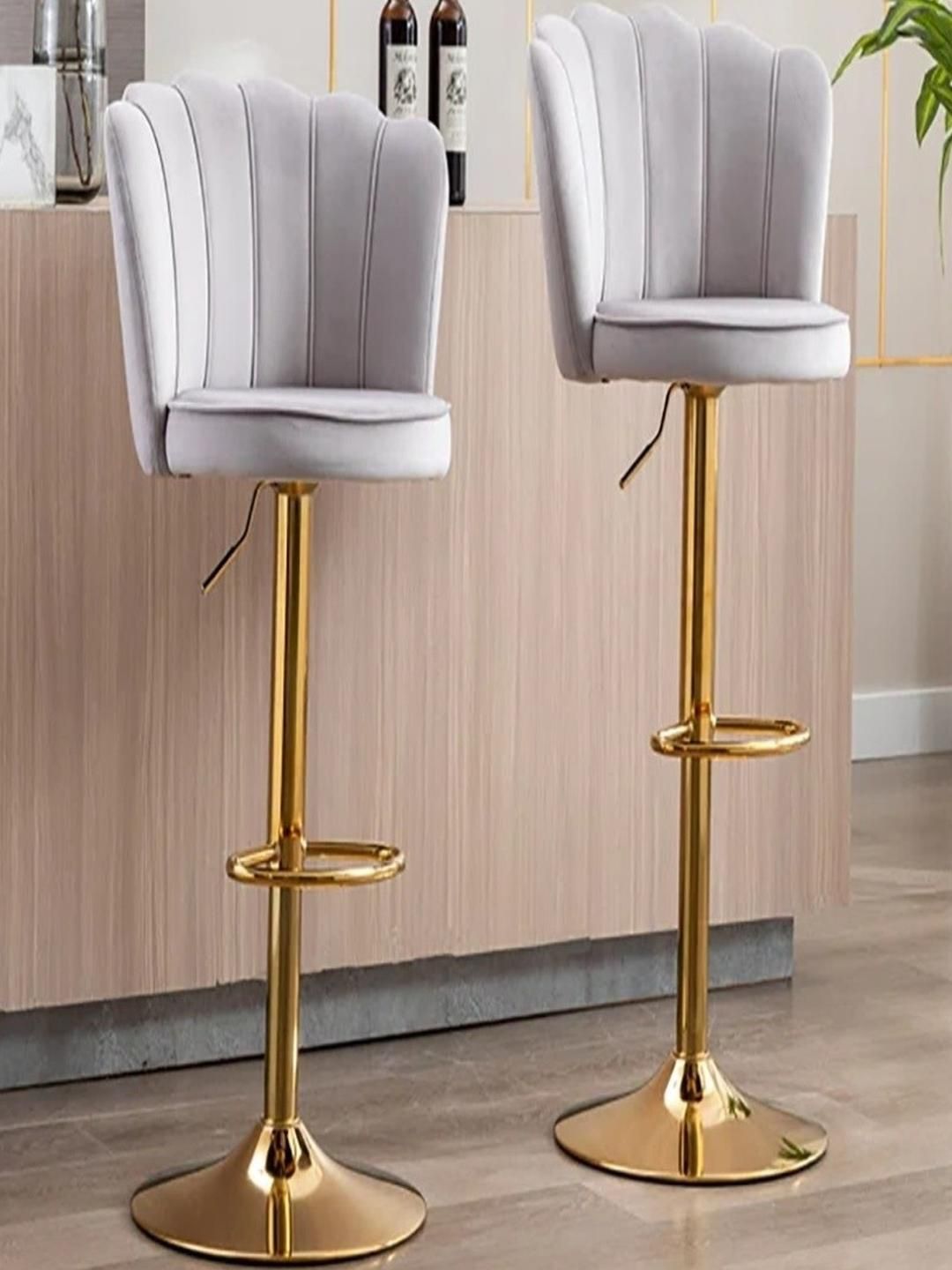 Doe Buck Velvet Adjustable Shell Back Grey with Gold Base Chairs