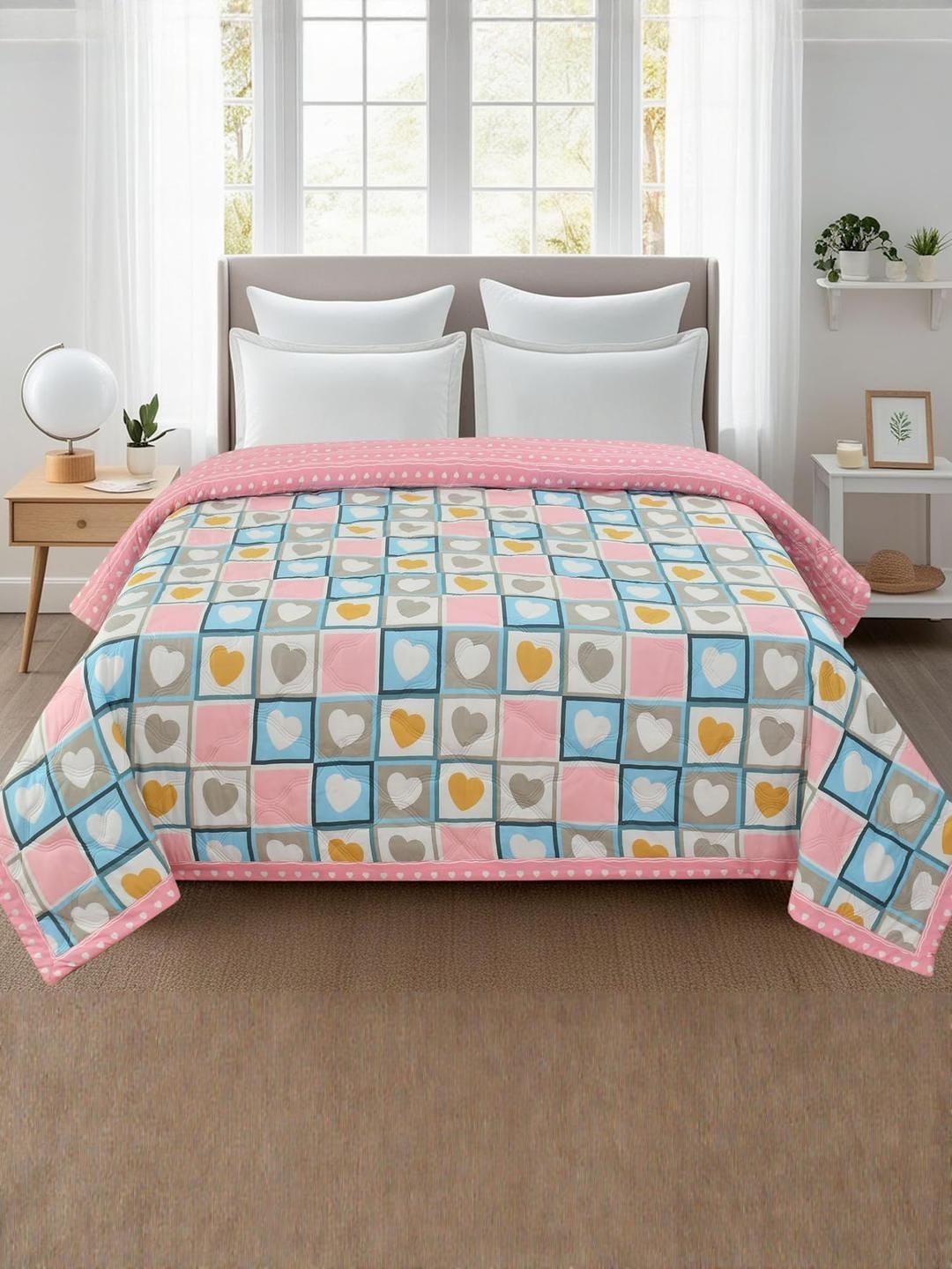 Anadhika Pink Floral Microfiber AC Room Single Bed Comforter-image-13