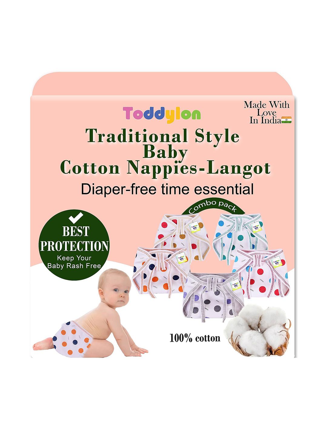 Toddylon Set Of 10 Printed Pure Cotton Breathable Nappies-picture-45