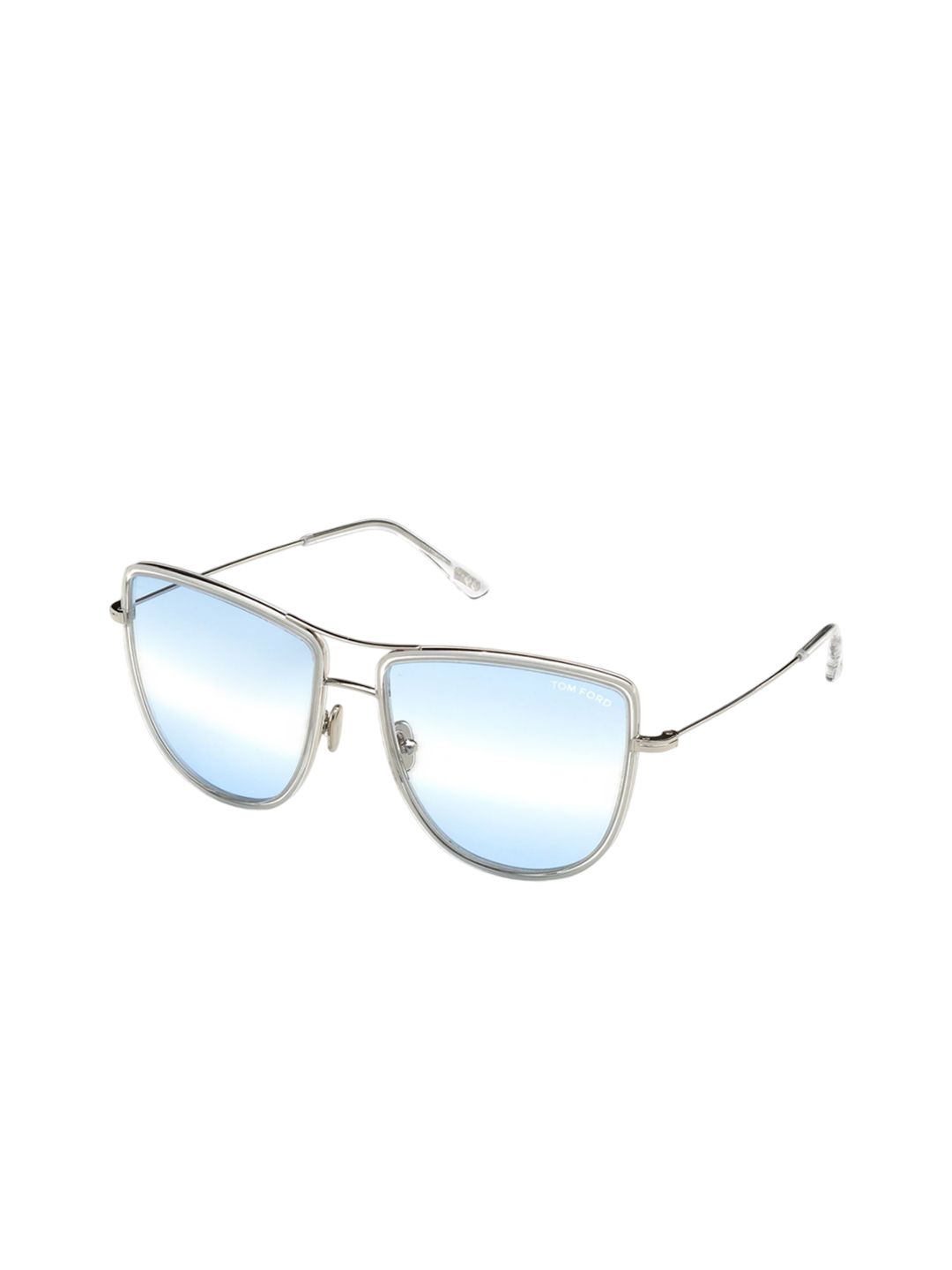 Tom Ford Men Blue Lens & Silver-Toned Aviator Sunglasses with-image-36
