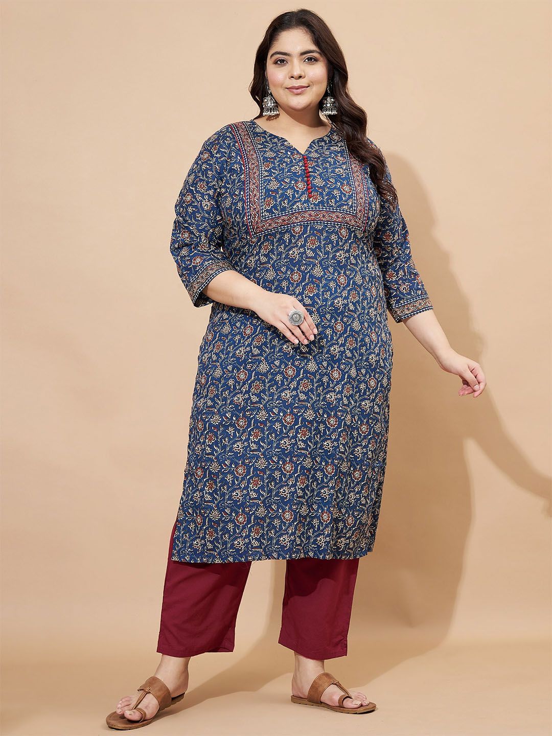 GULMEHAK Women Floral Printed Calf Length Regular Straight Kurta-picture-21