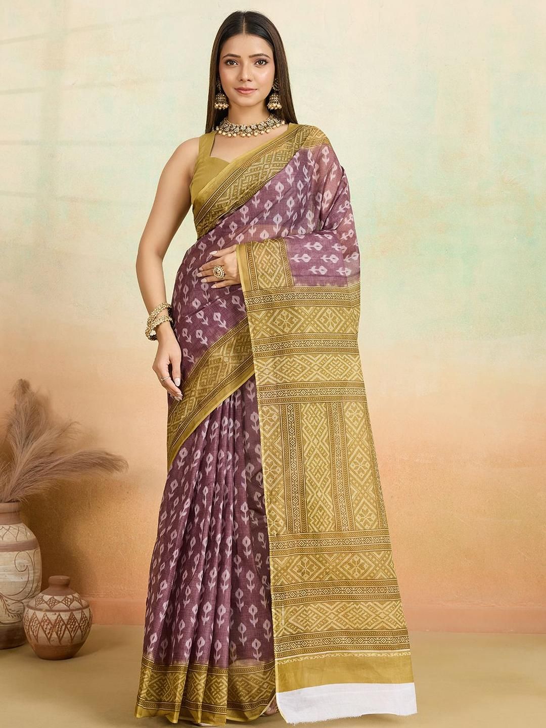 SHANVIKA Ethnic Motifs Printed Pure Cotton Saree-picture-29