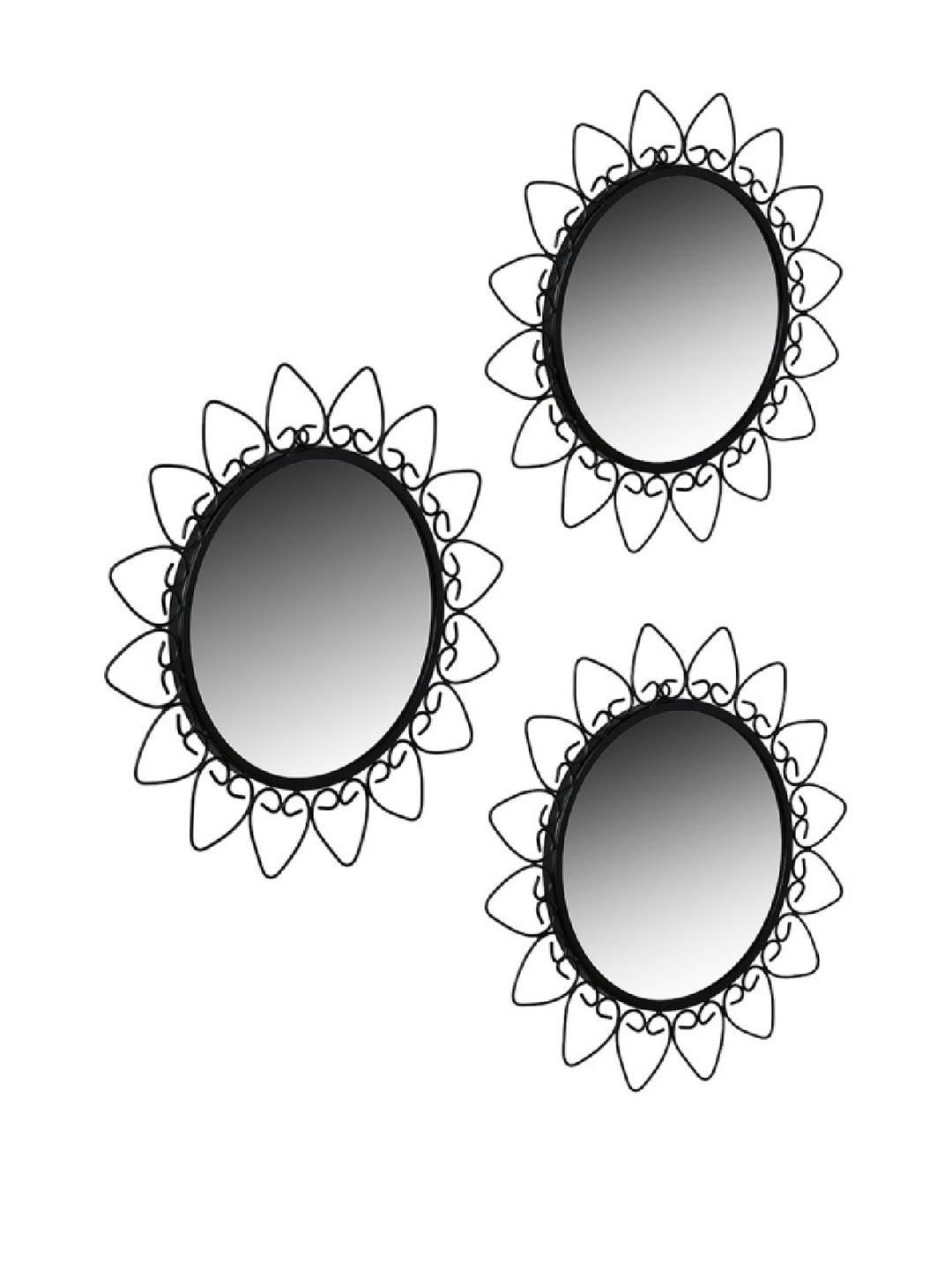Urban Hamlet Set Of 3 Black Iron Decorative Wall Mirror-picture-30