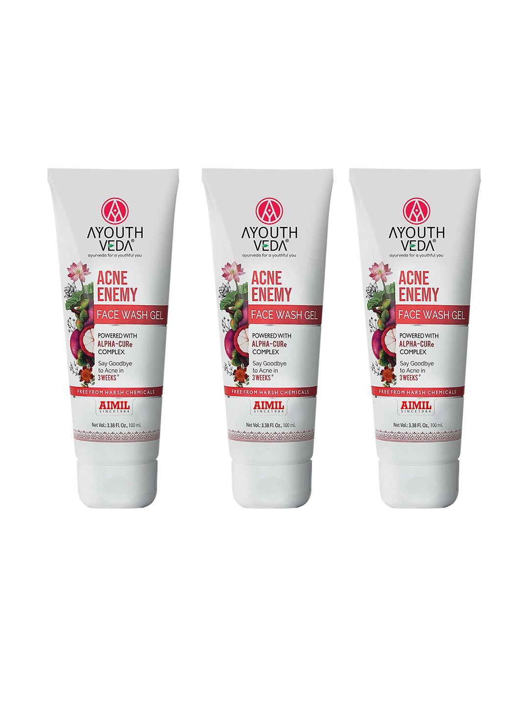 AYOUTHVEDA Set Of 3 Acne Enemy Face Wash Gel For Acne & Pimples - 100 ml Each-picture-15