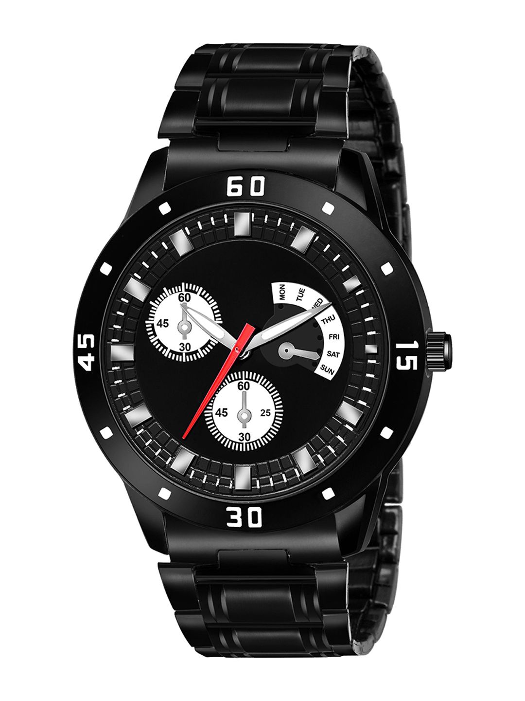 THE SHOPOHOLIC Men Embellished Dial & Stainless Steel Straps Analogue Watch Black-AVO-image-38