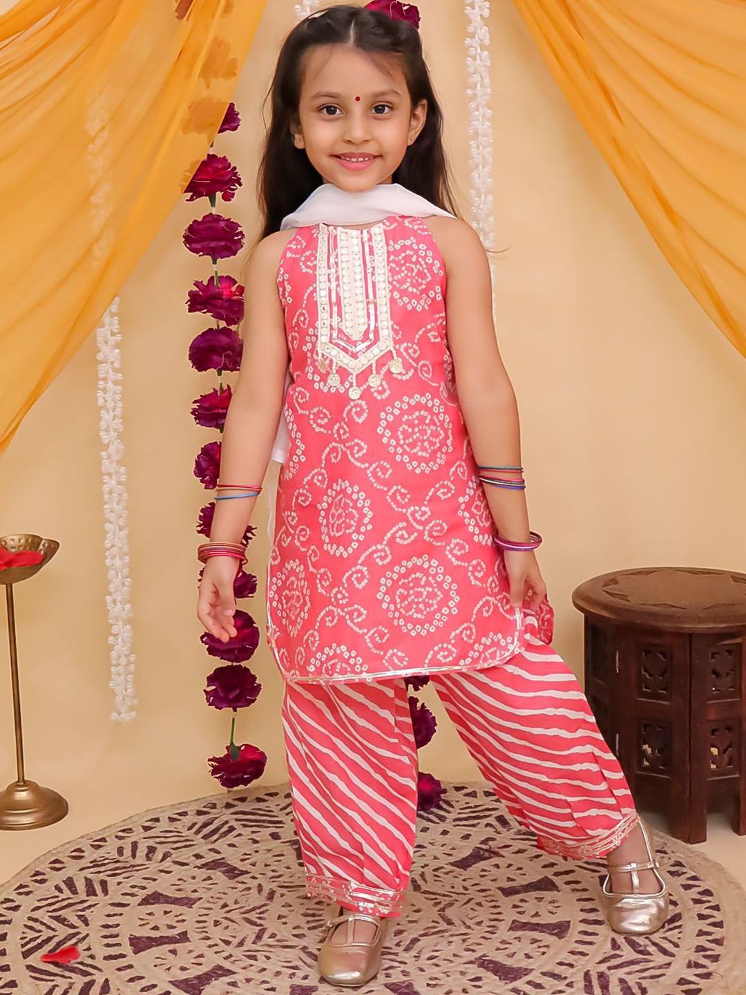 Aj DEZInES Girls Floral Printed Regular Pure Cotton Kurti with Salwar & With Dupatta-picture-41