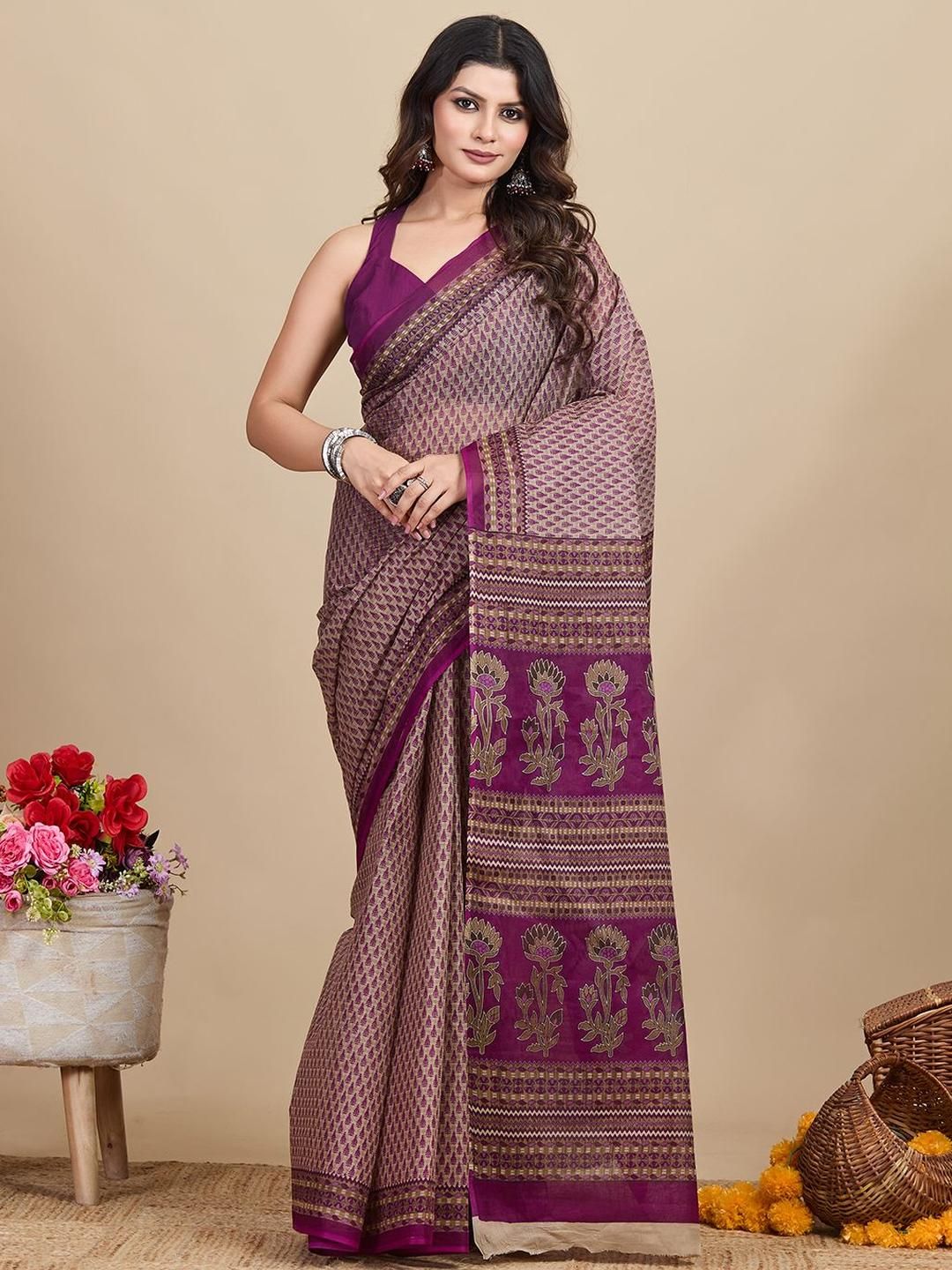 SHANVIKA Ethnic Motifs Pure Cotton Saree-picture-19