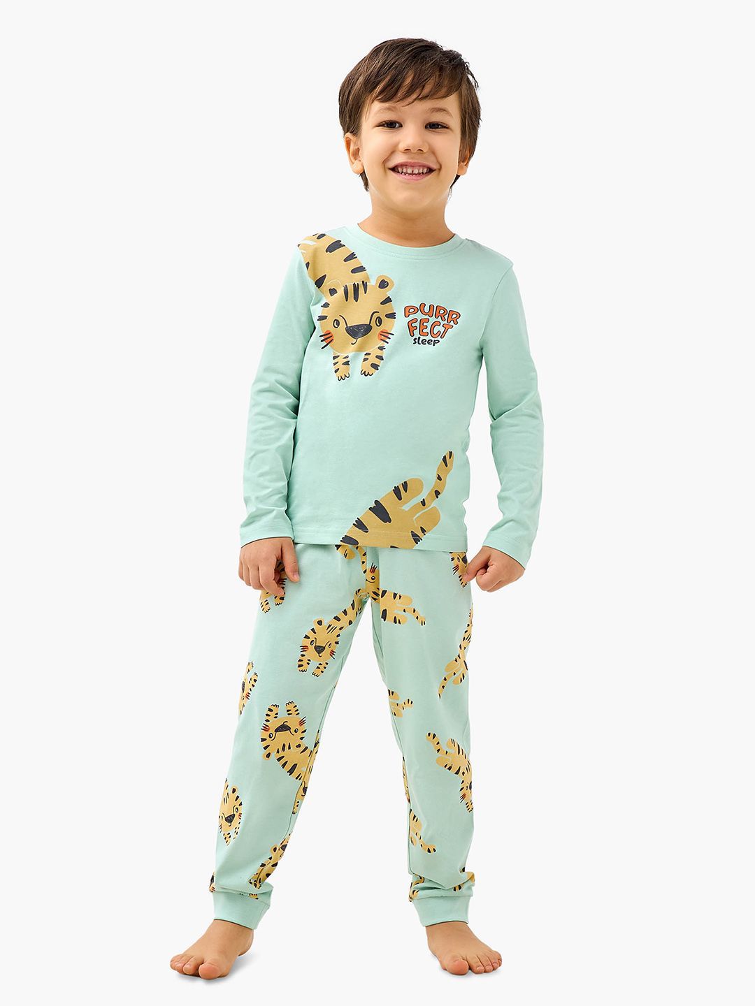 Juniors by Babyshop Boys Graphic Printed Round Neck Pure Cotton T-shirt with Pyjamas-picture-27