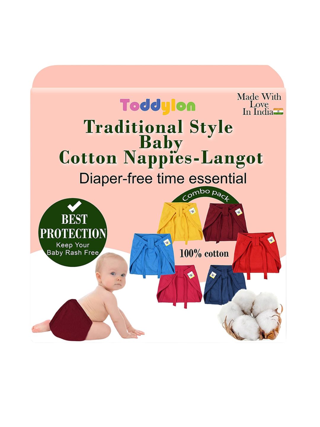 Toddylon Set Of 20 Printed Pure Cotton Breathable Nappies-picture-55
