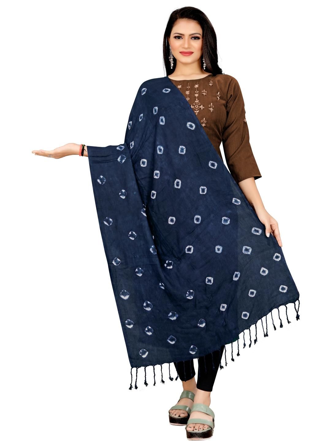 EBADAT Women Blue Printed Bandhani Dupatta-picture-36