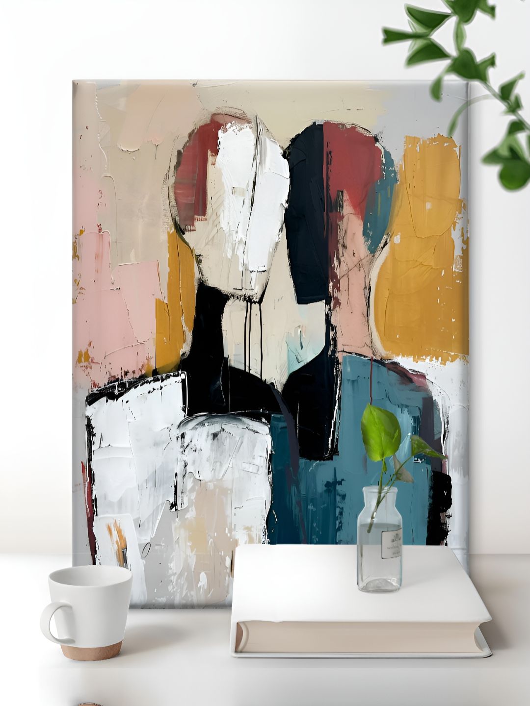 Livin'luxe White & Blue Abstract Couple Canvas Wall Art-picture-5