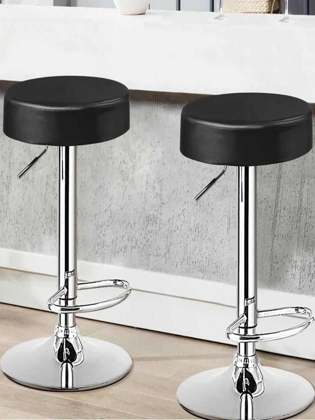 Doe Buck Adjustable Black Faux Leather Bar Stools