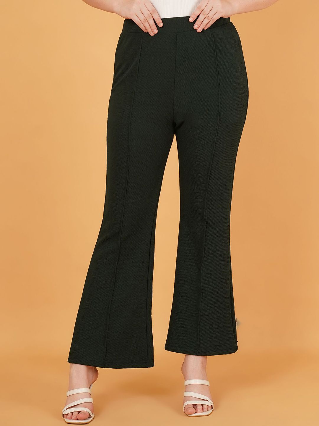 LECOWAR Women Comfort Mid Rise Bootcut Trousers-picture-0
