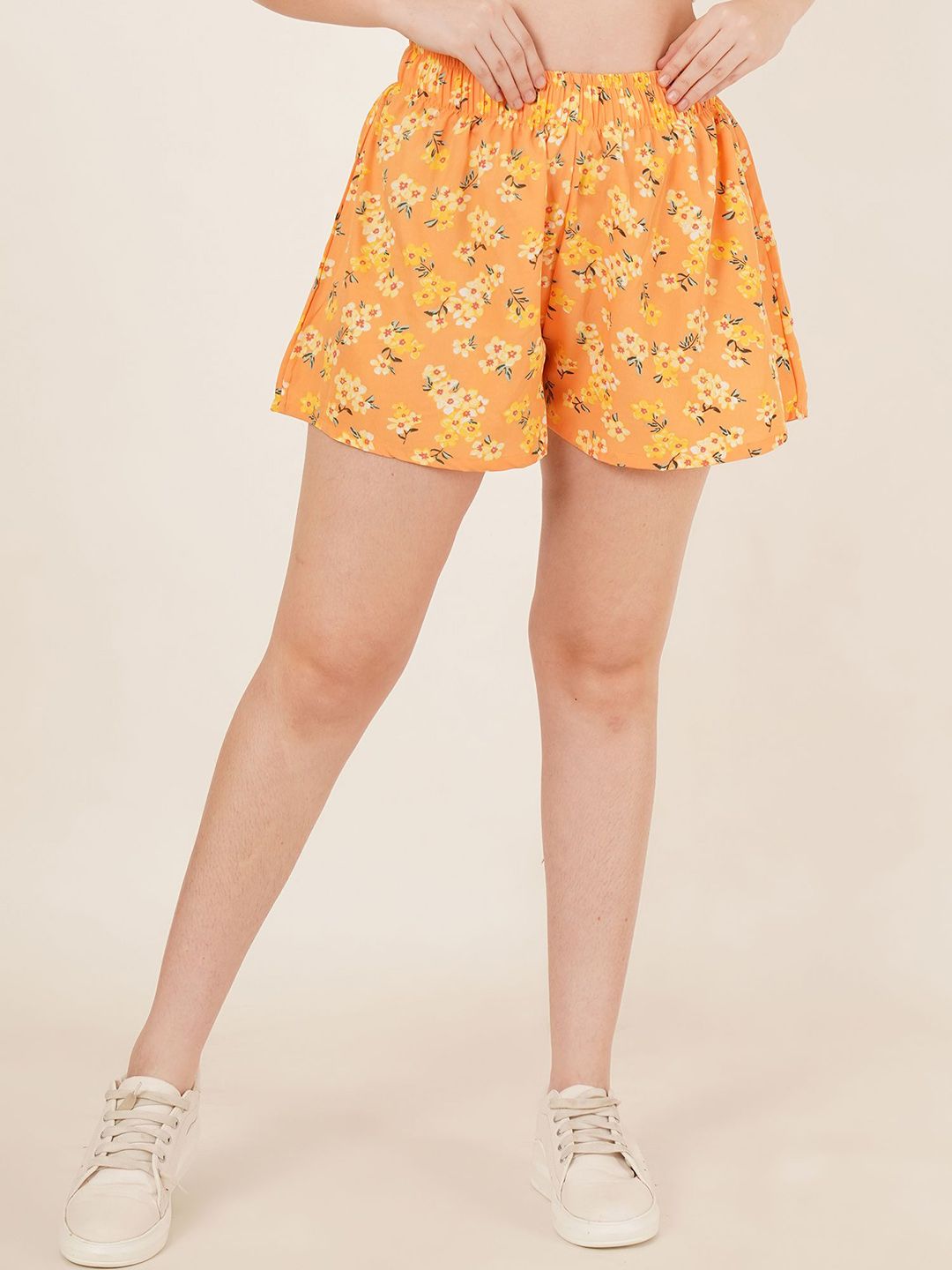 LECOWAR Women Floral Printed High-Rise Regular Fit Shorts-picture-13