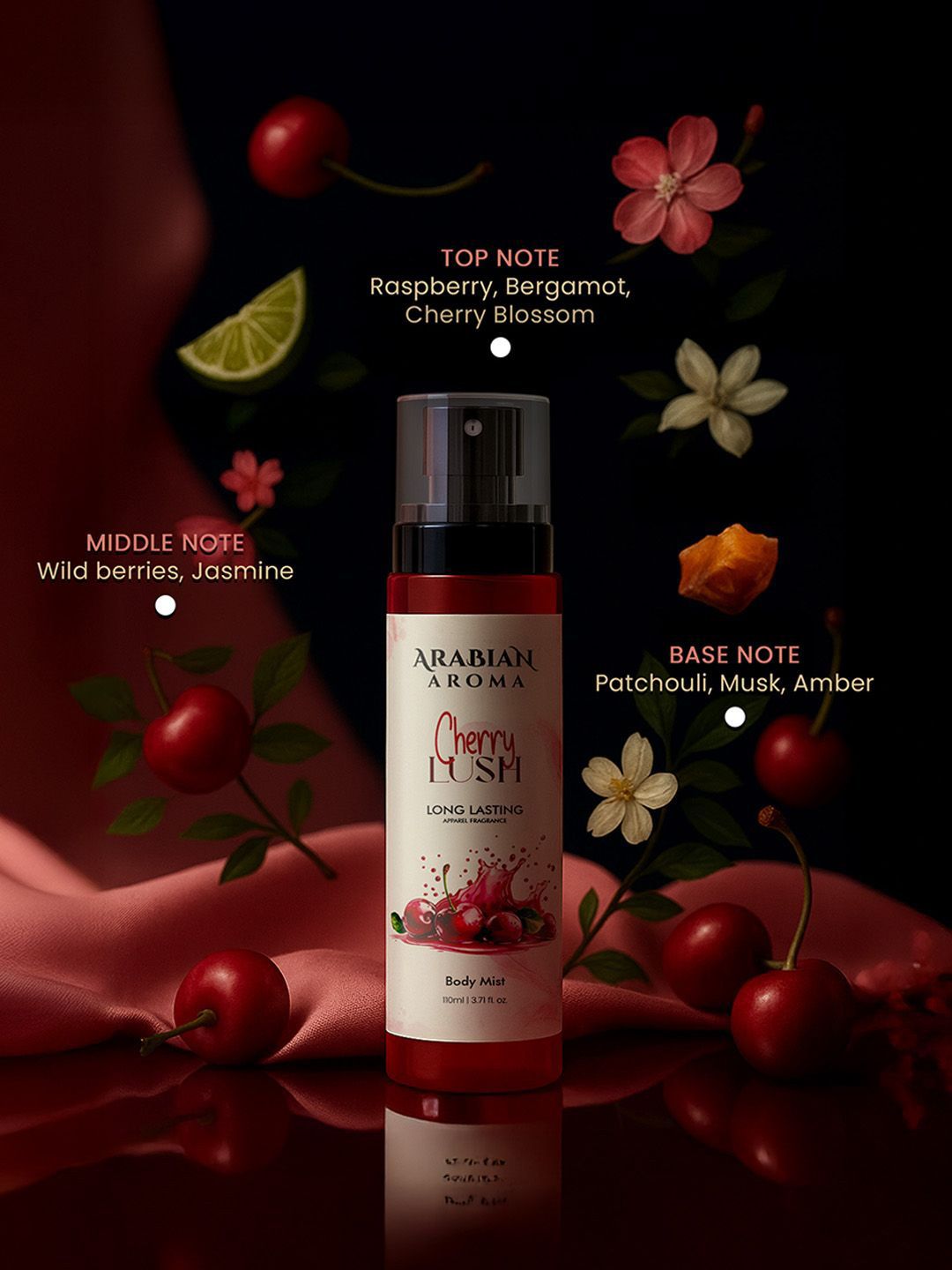 Arabian Aroma Set Of 2 Oceanic Petal & Cherry Lush Body Mist - 110 ml Each-image-49