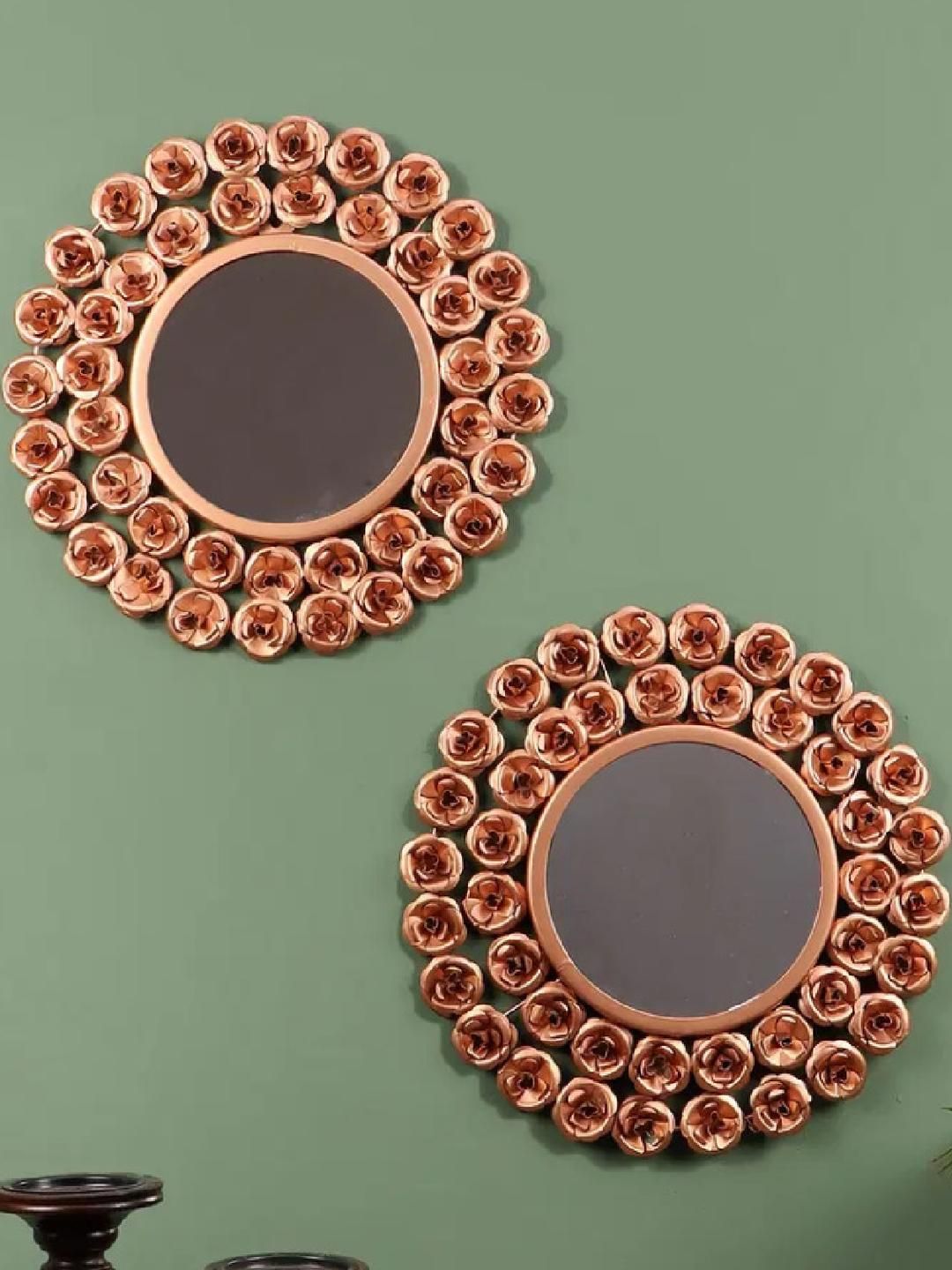 Urban Hamlet Set Of 2 Rose Gold Metallic Copper Wall Mirrors-picture-37
