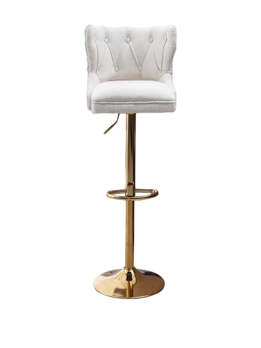 DOE BUCK White Velvet Cushion Bar Stool