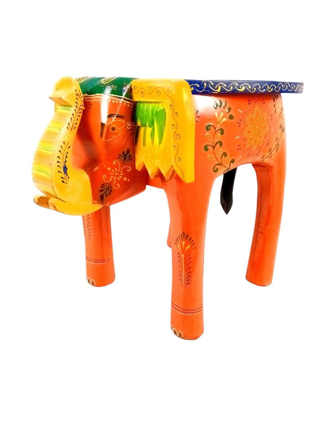 apka mart Handcrafted Wooden Elephant Mouth Stool-picture-19