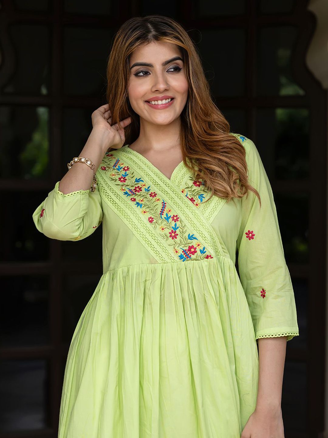 BAESD Floral Embroidered Fit & Flare Midi Dress