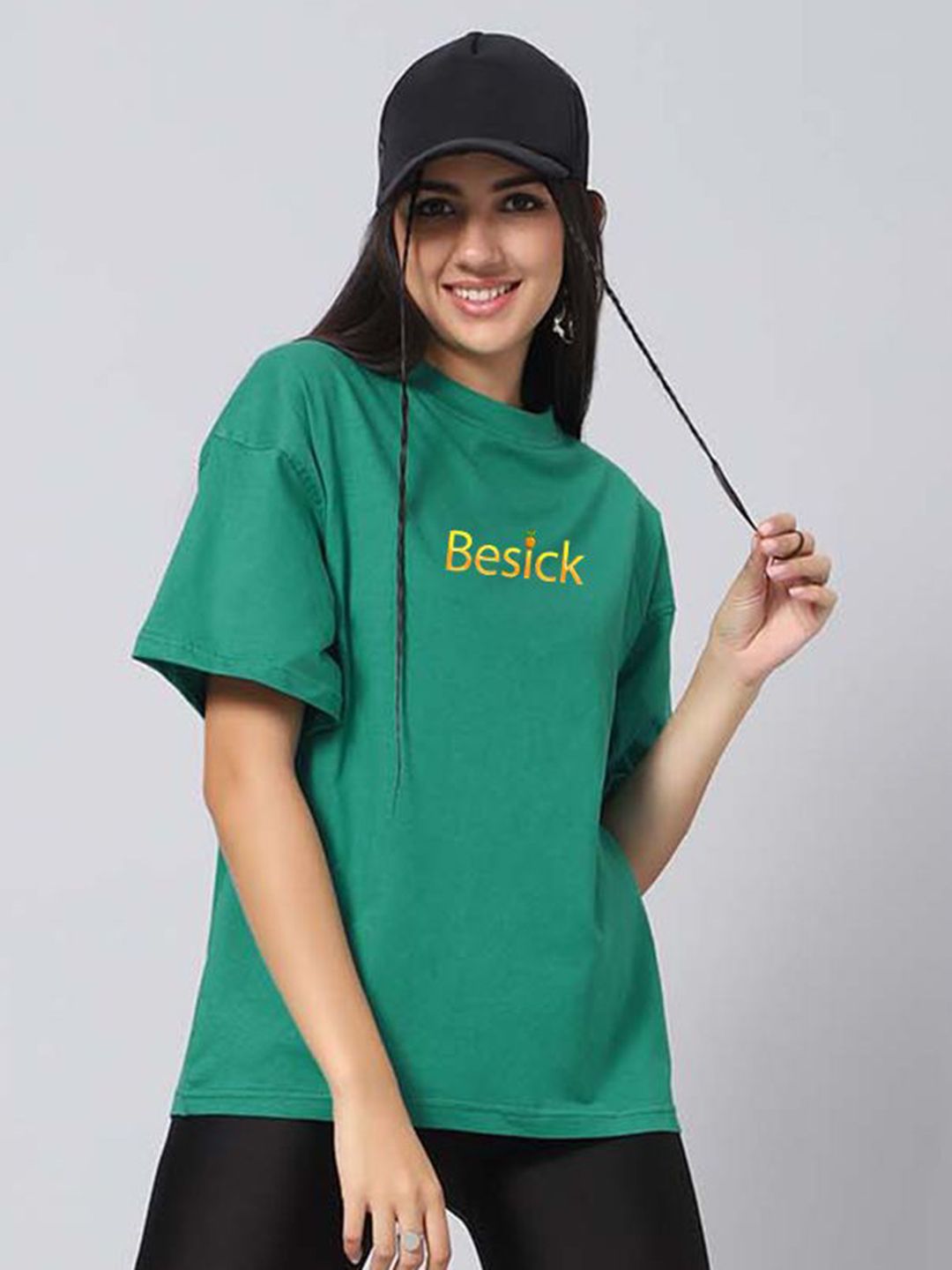 Besick Women Printed Drop-Shoulder Sleeves Pure Cotton T-shirt-picture-30