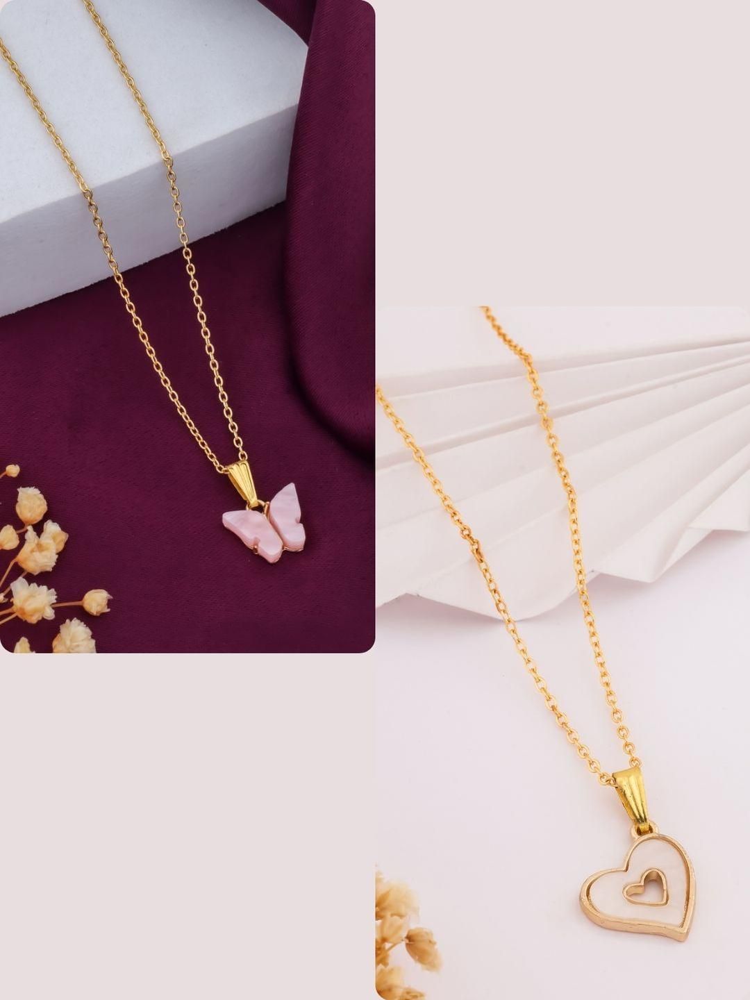DressBerry Gold-Plated Brass Artificial Beads Minimal Necklace-image-35
