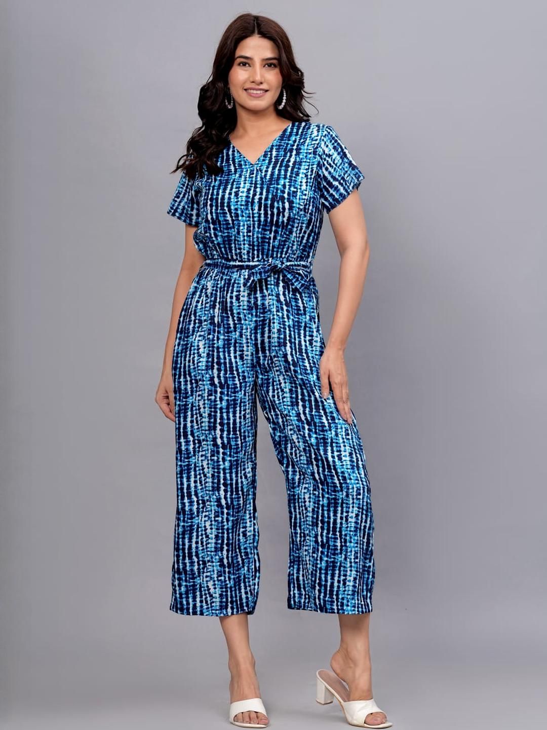 ANGIYA Women Printed Blue Jumpsuit-image-15