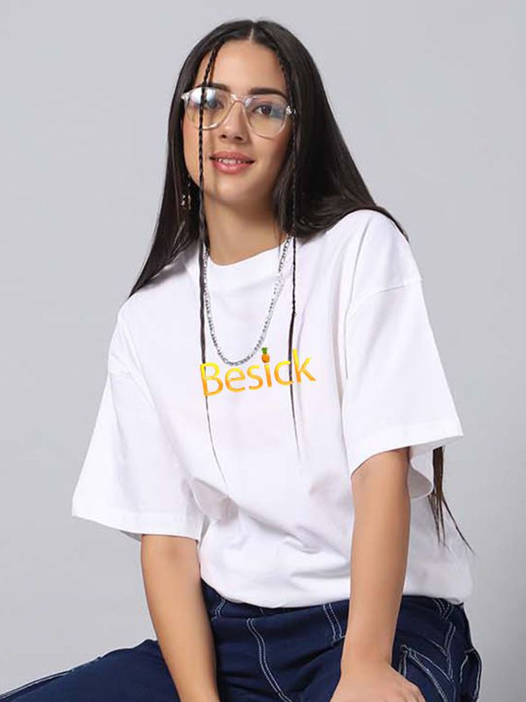 Besick Women Cotton Printed Oversized T-shirt-picture-15