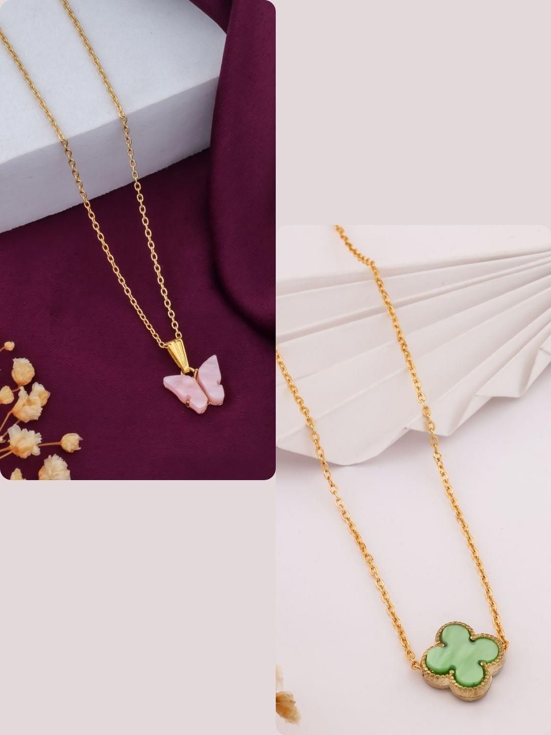 DressBerry Gold-Plated Brass Artificial Beads Minimal Necklace-image-40