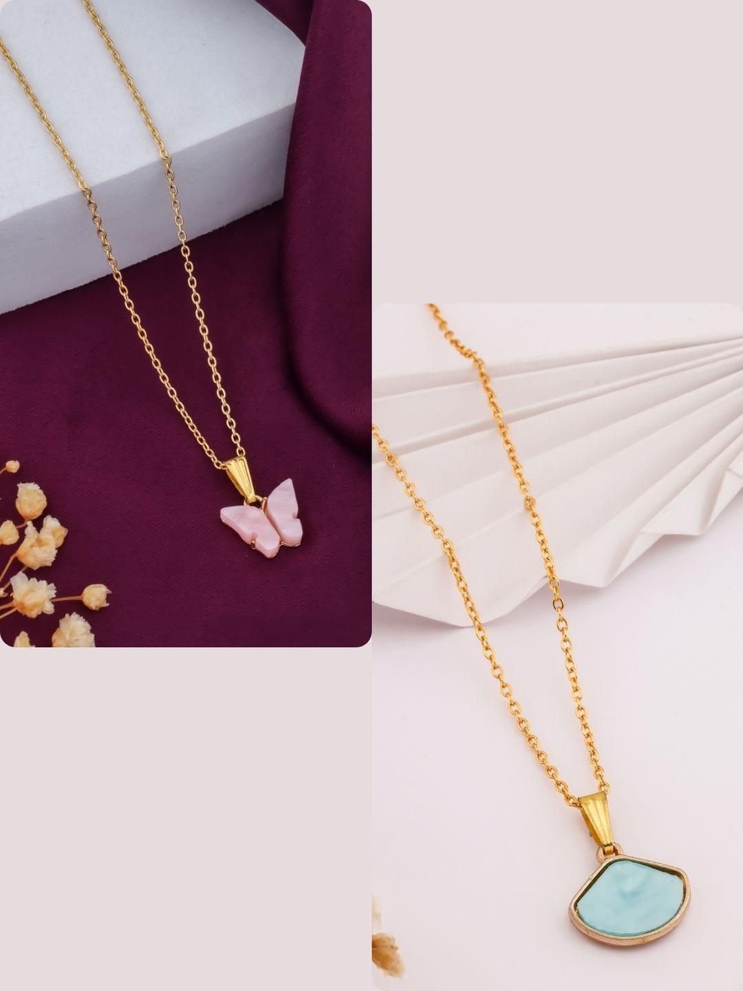 DressBerry Gold-Plated Brass Artificial Beads Minimal Necklace-image-28