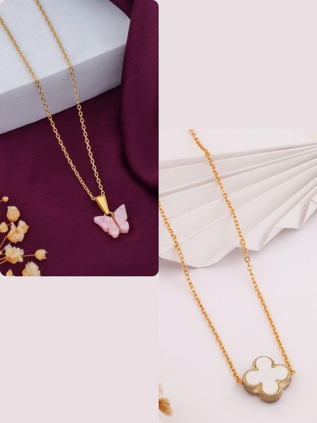 DressBerry Gold-Plated Brass Artificial Beads Minimal Necklace-image-38