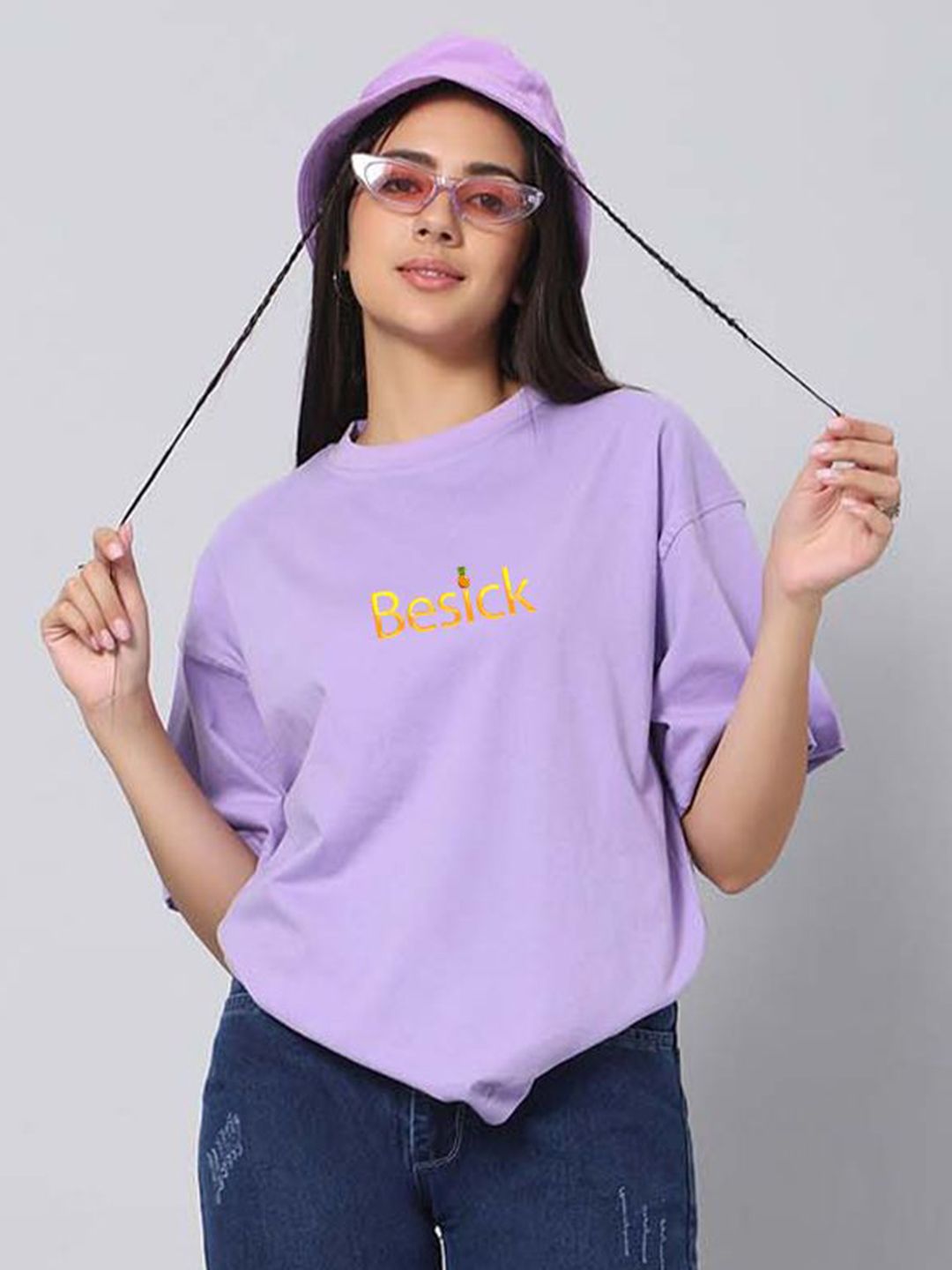 Besick Women Cotton Printed Oversized T-shirt-picture-17
