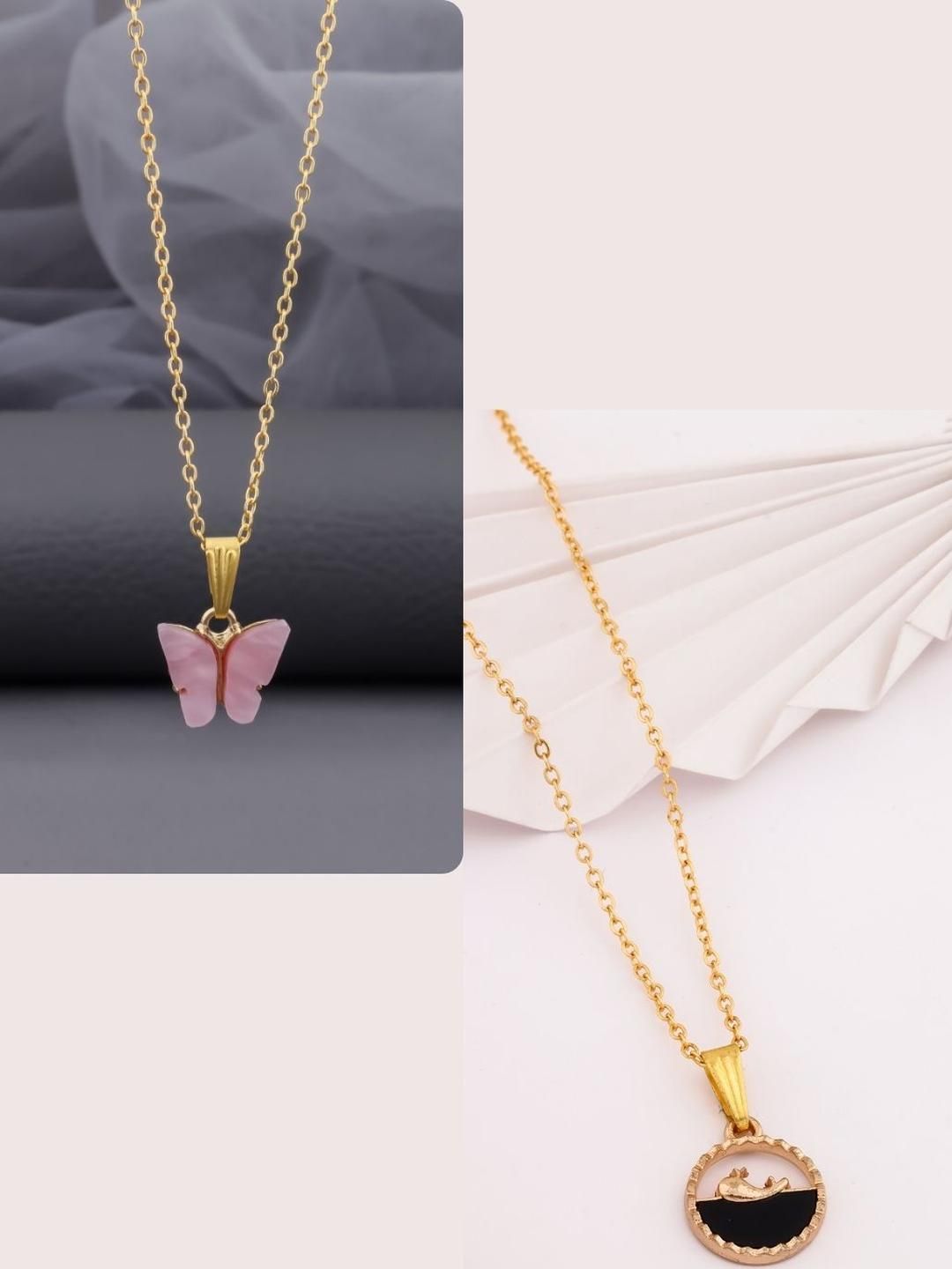 DressBerry Gold-Plated Brass Artificial Beads Minimal Necklace-image-49