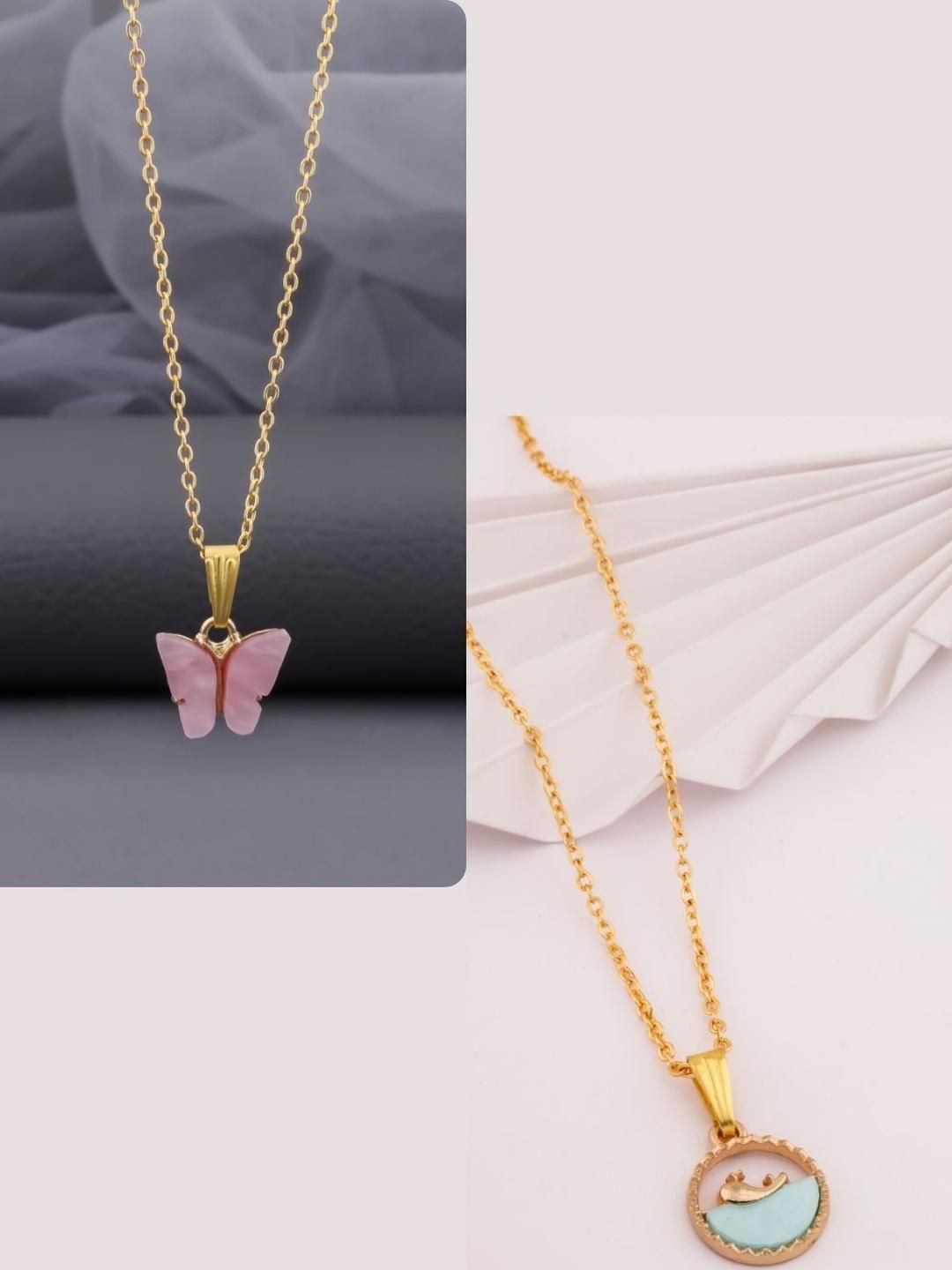 DressBerry Gold-Plated Brass Artificial Beads Minimal Necklace-image-45
