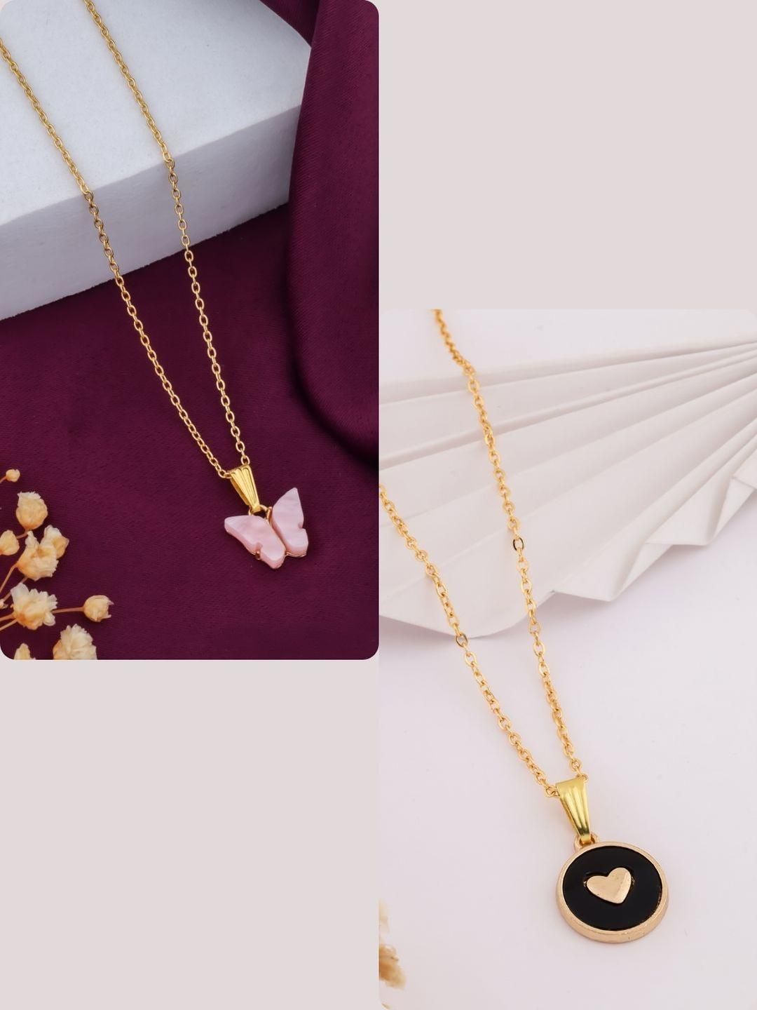 DressBerry Gold-Plated Brass Artificial Beads Minimal Necklace-image-34