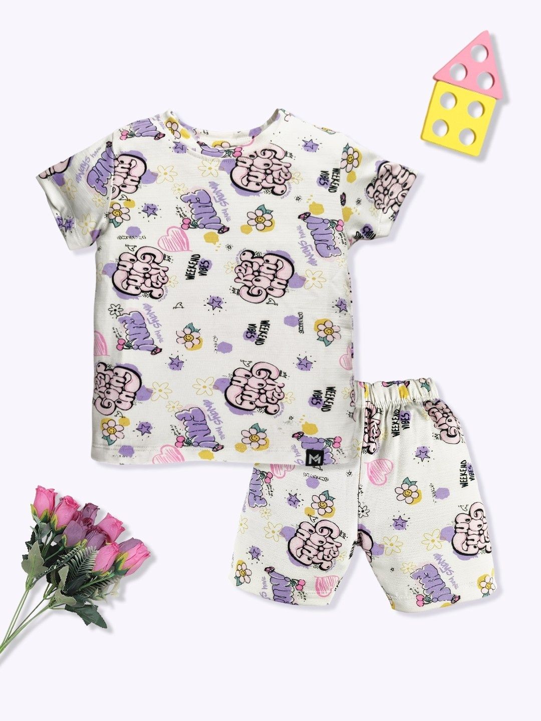 YK X Minute Mirth Infant Girls Typography Printed Clothing Set-picture-35
