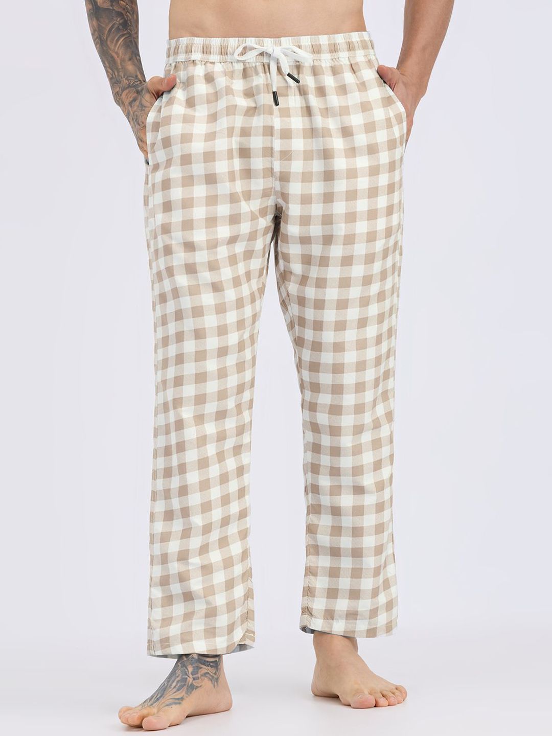 TCI Men Checked Cotton Lounge Pants-picture-26