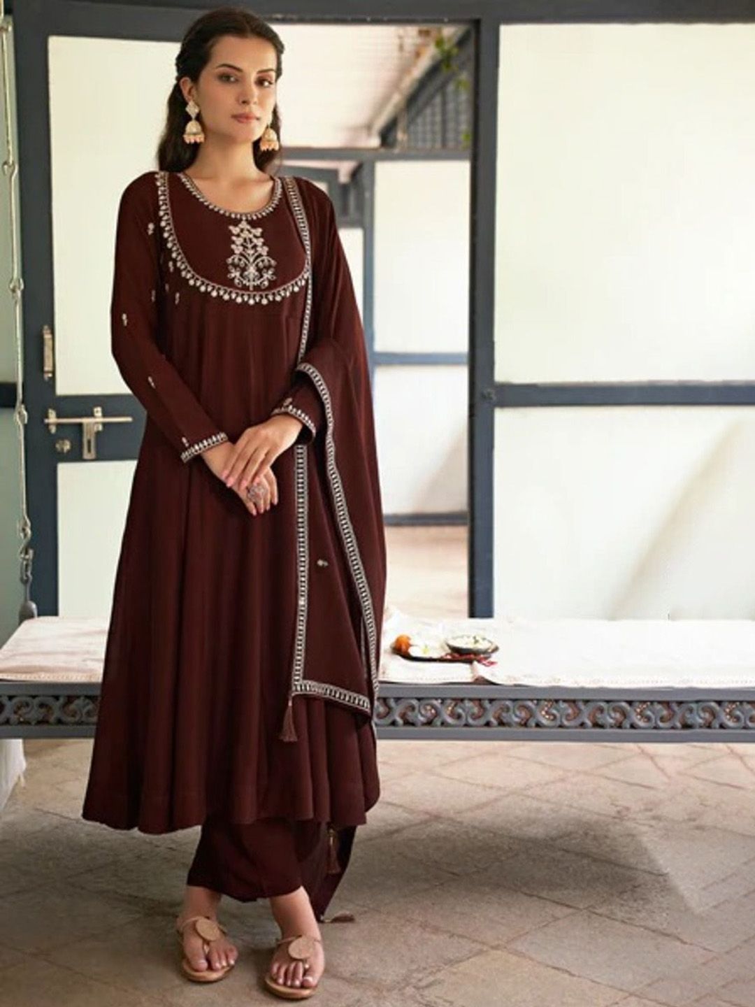 Tulip Eden Women Floral Embroidered Panelled Kurta with Trousers & With Dupatta