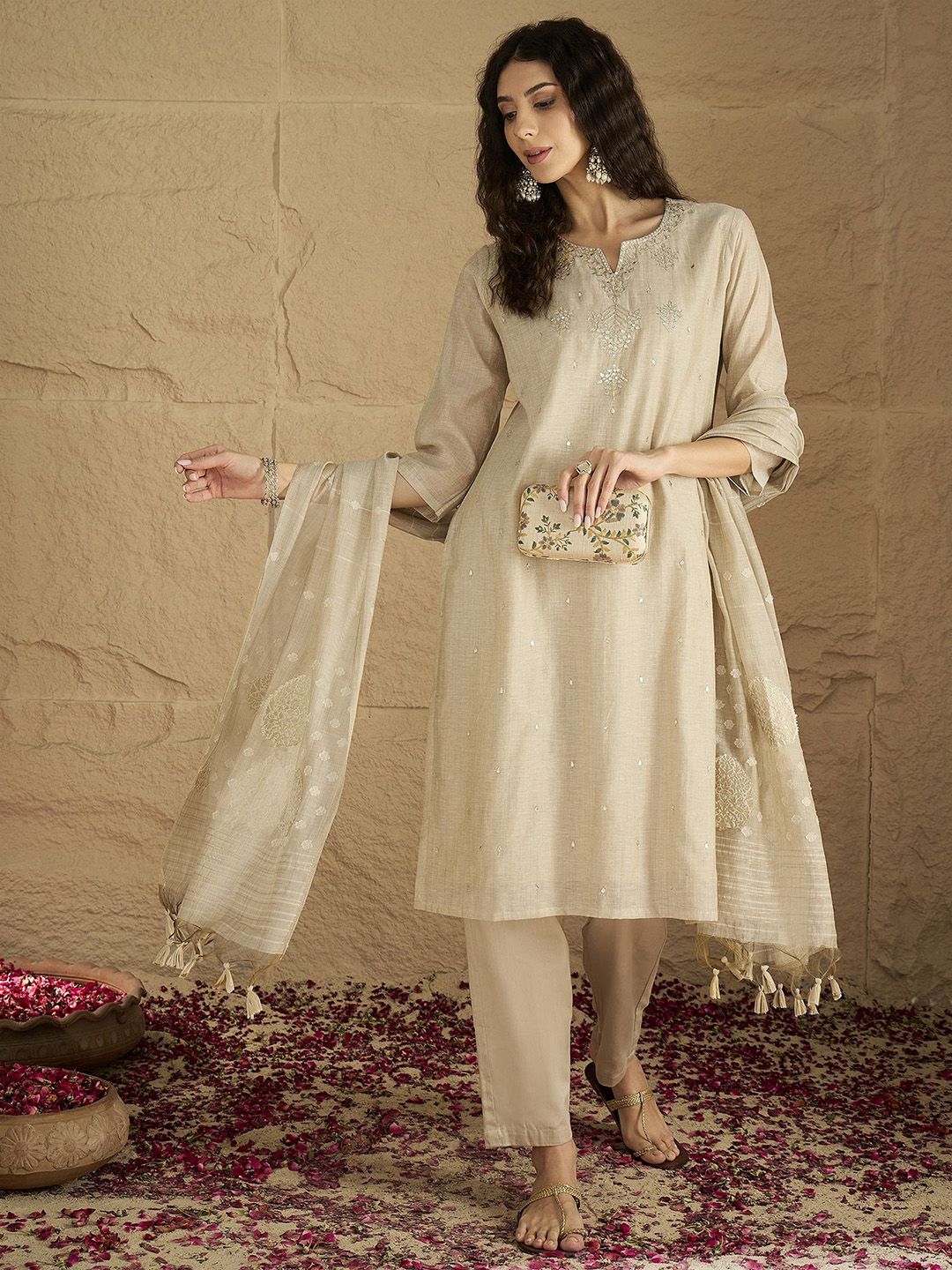 Varanga Women Ethnic Motifs Embroidered Regular Kurta With Trousers & Dupatta-picture-24