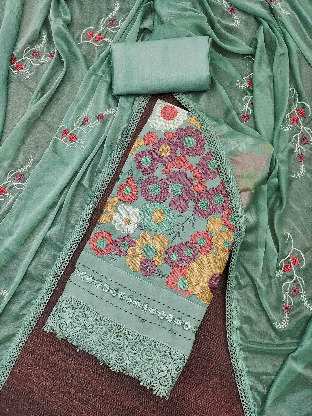 Blissta Floral Embroidered Unstitched Dress Material-picture-13