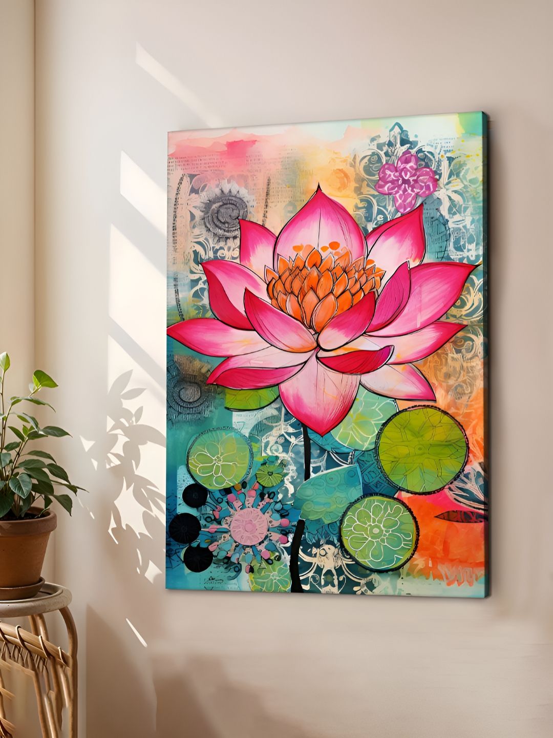Art Street Pink & Green Floral Canvas Wall Art-picture-40