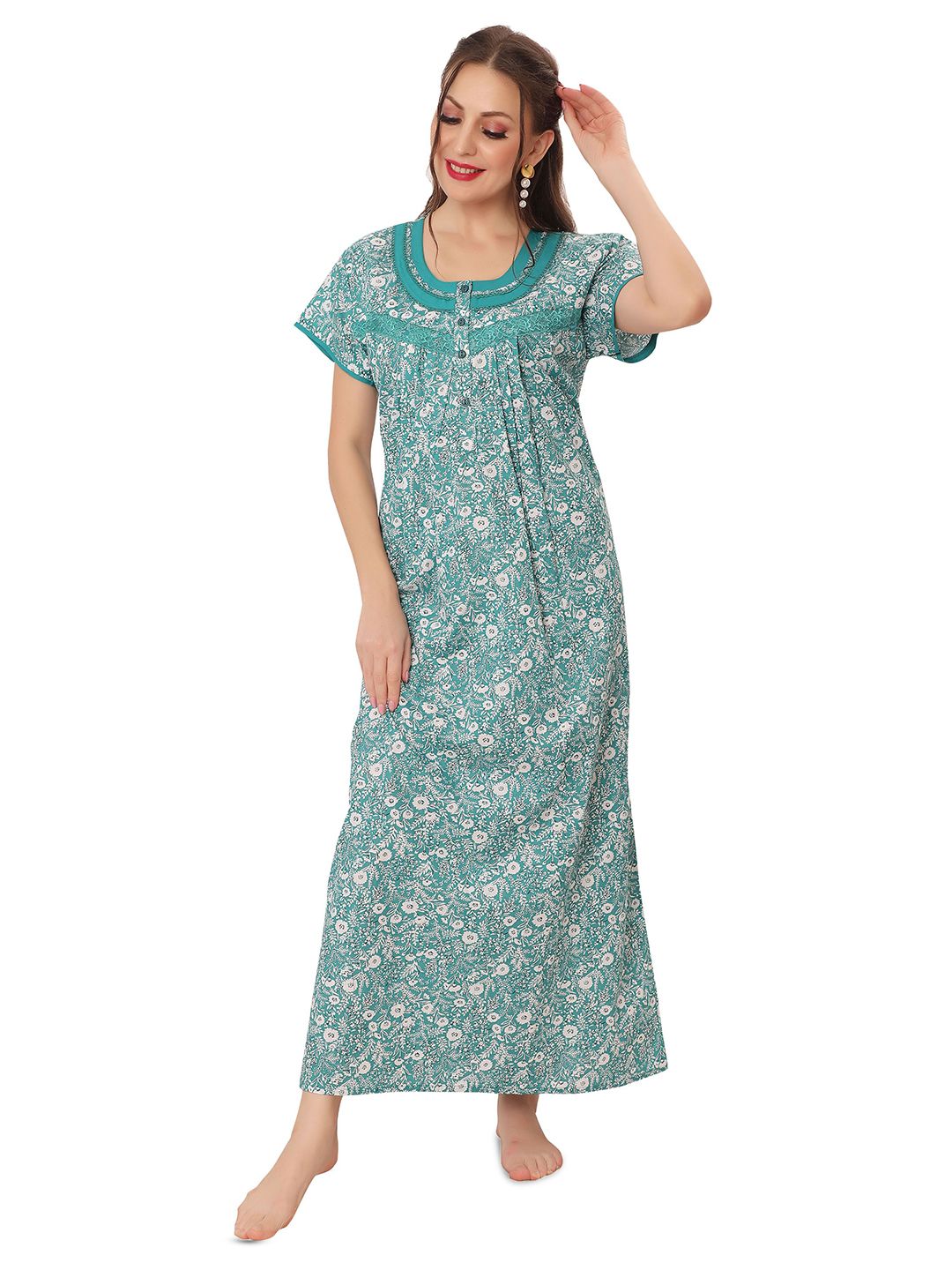 Ms.Lingies Women Printed Pure Cotton Maxi Nightdress-picture-37