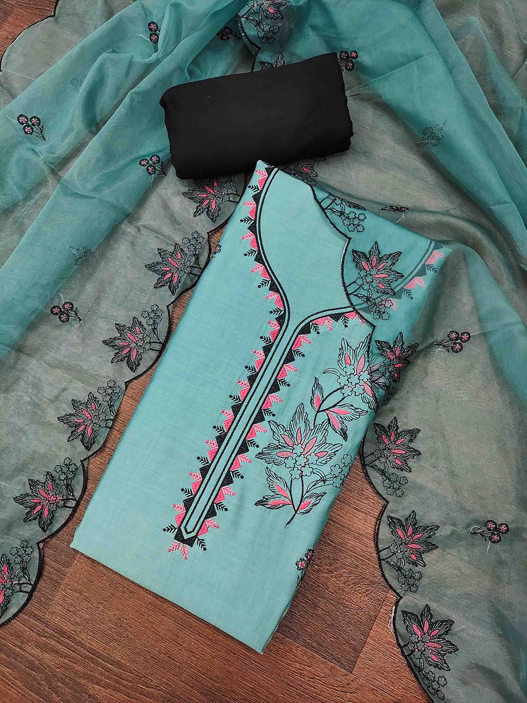 Blissta Embroidered Unstitched Dress Material-picture-12