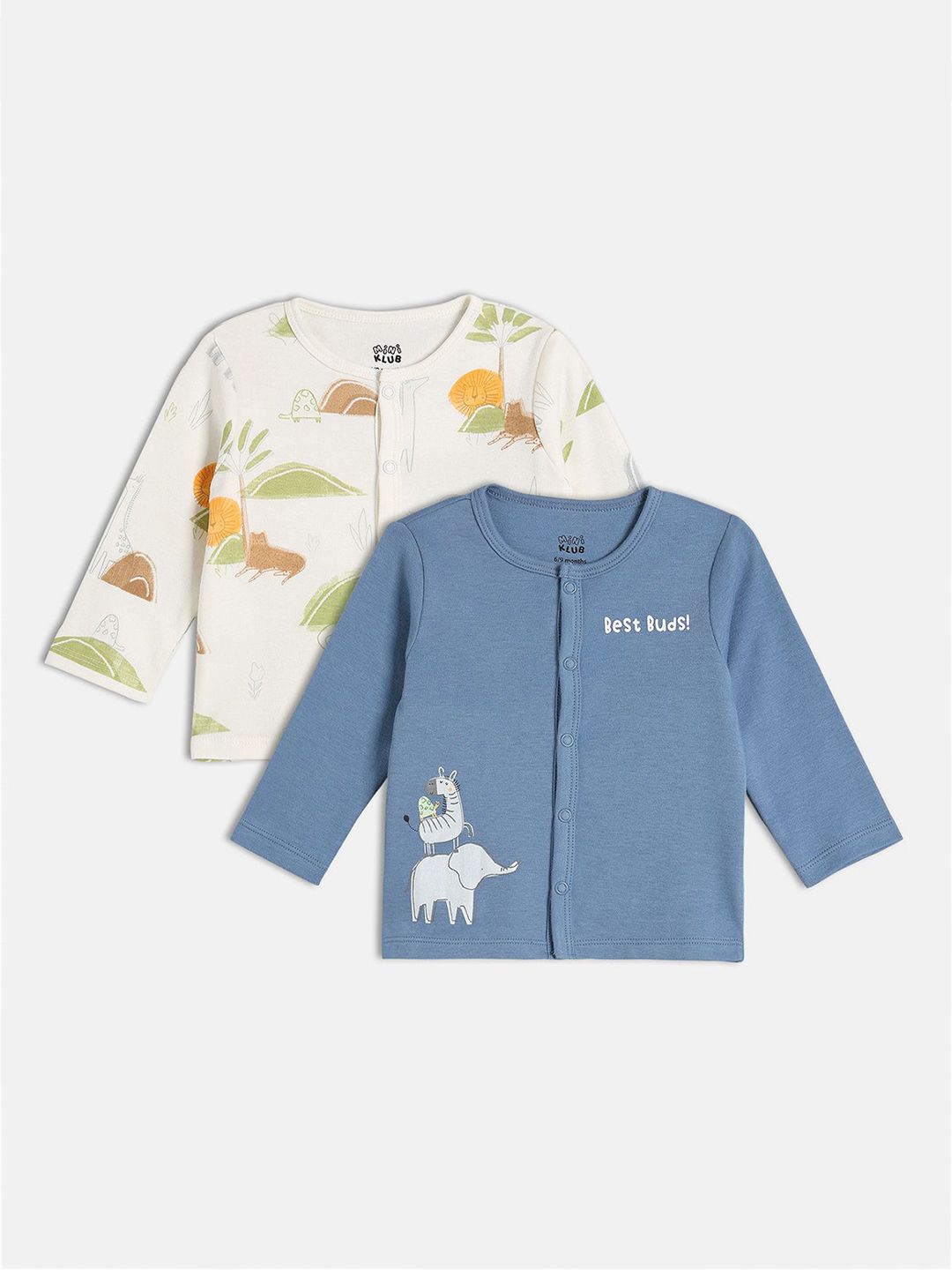 MINI KLUB Infant Pack Of 2 Animal Printed Cotton Innerwear Vests 29NBFV283