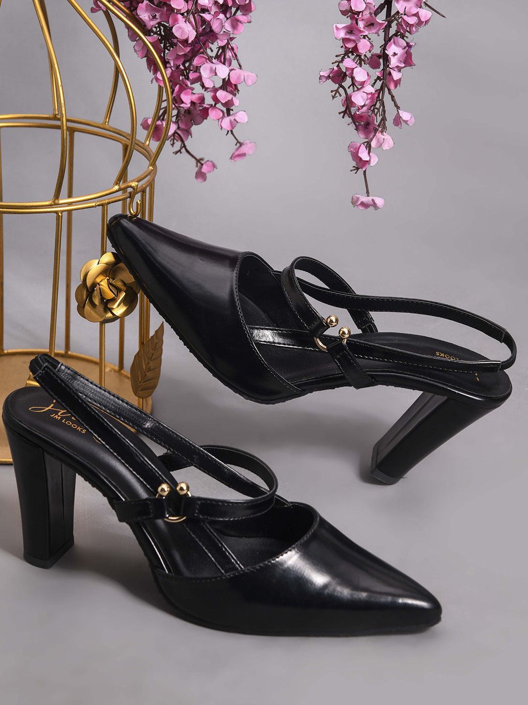 JM Looks Women Metallic Slingback Block Heel Sandals-picture-16