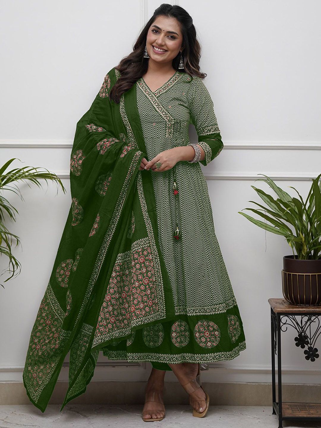 KALINI Women Ethnic Motifs Printed Regular Kurta with Trousers & Dupatta