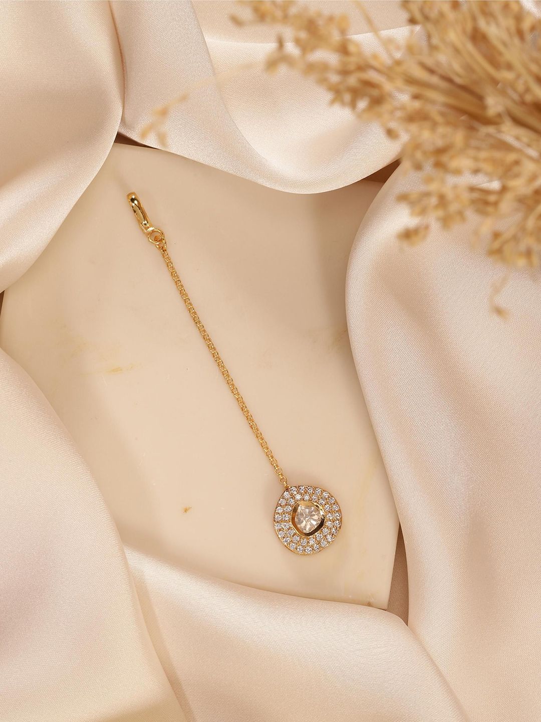 Anouk Gold-Plated Artificial Stones Studded Maang Tikka-image-48