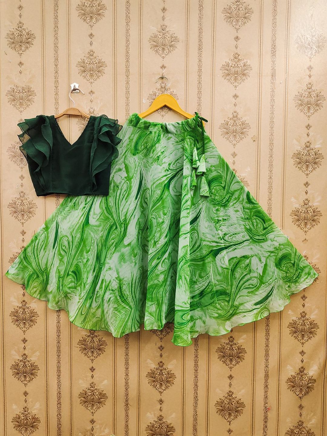 JOVK DESIGN Girls Tie and Dye Ready to Wear Lehenga &-picture-36